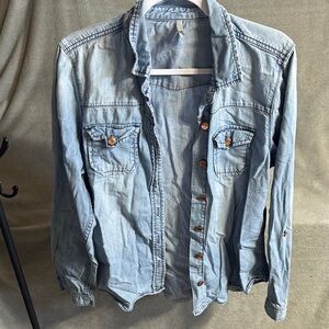 Light Blue Denim Button-Up Shirt